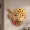 Scottish Bovine Head Wall Decor Rustic Ornament Farmhouse for Living Room,