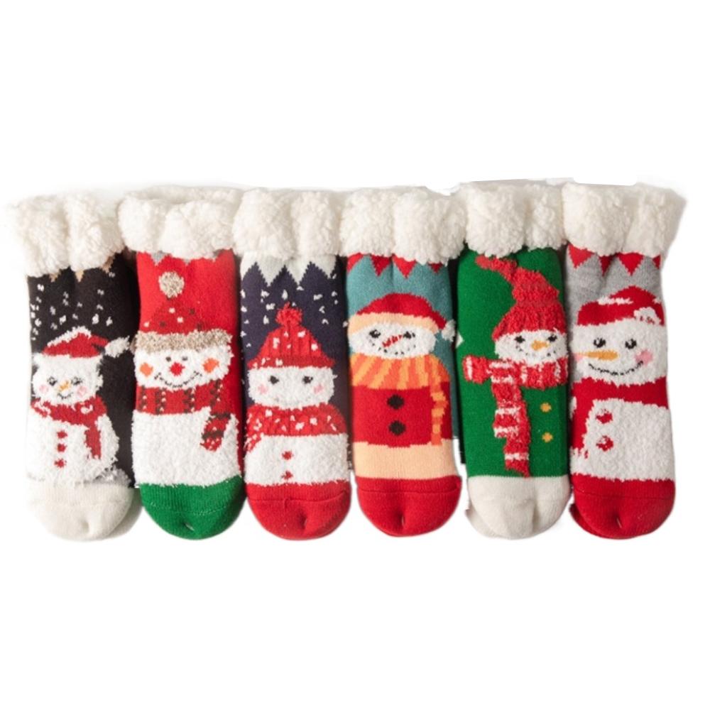Snowman Thick Thermal Socks Velvet Winter Slipper Socks Kawaii Fleece Socks Women  Indoor