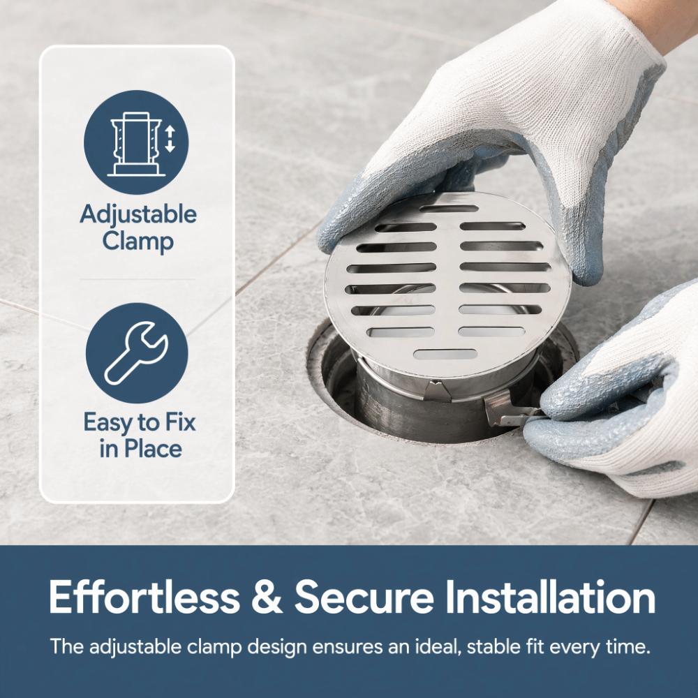 304 Stainless Steel Floor Drain Cover Adjustable Clamp Grate Cover Drain Cover  Washroom