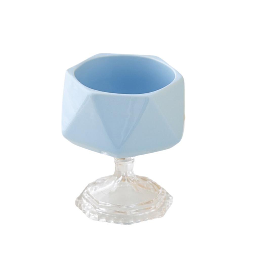 Ceramic French Vintage Dessert Bowl Geometric Tall Glass Fashion Yogurt Bowl  Hotel 334 ML синий
