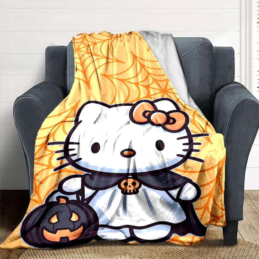 1pc Hello Kitty Halloween blanket Lightweight Flannel Throw for Sofa Bed Travel Camping Livingroom1138L