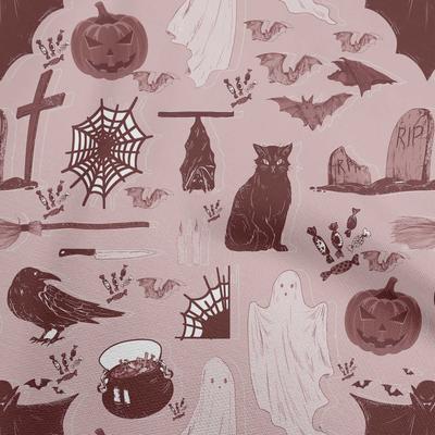 Bawełna Flex Ciemny Różowo-Brązowy Materiał Materiał Halloweenowy Do Szycia Drukowany Materiał Rzemieślniczy Na Metry 40 Calowy