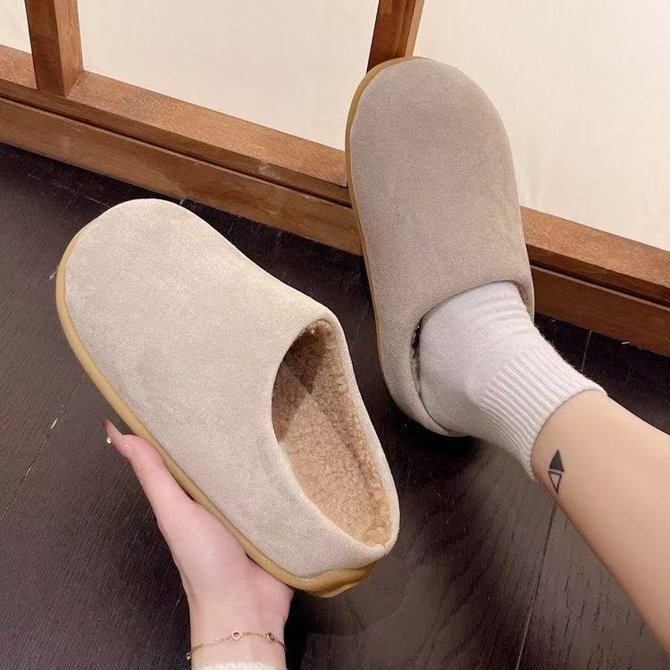 Ugly cute niche design Baotou Boken shoes winter new velvet warm slippers