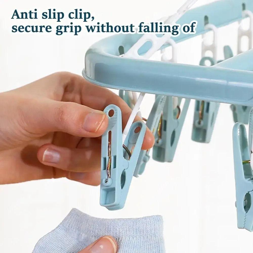 32 Clips Drying Rack Extra Thick Laundry Set Foldable Drip Hanger  Underwear Drying