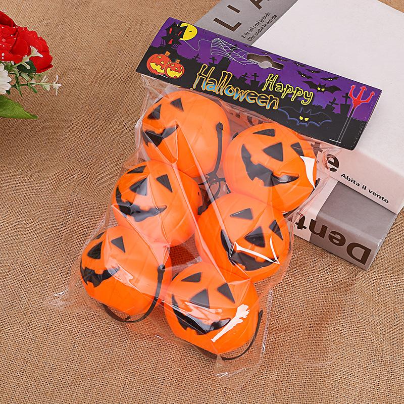 6pcs Mini Portable Black Orange Halloween Pumpkin Bucket Kids Trick or Treat Candy Bucket Holder Bag for Halloween Party Props