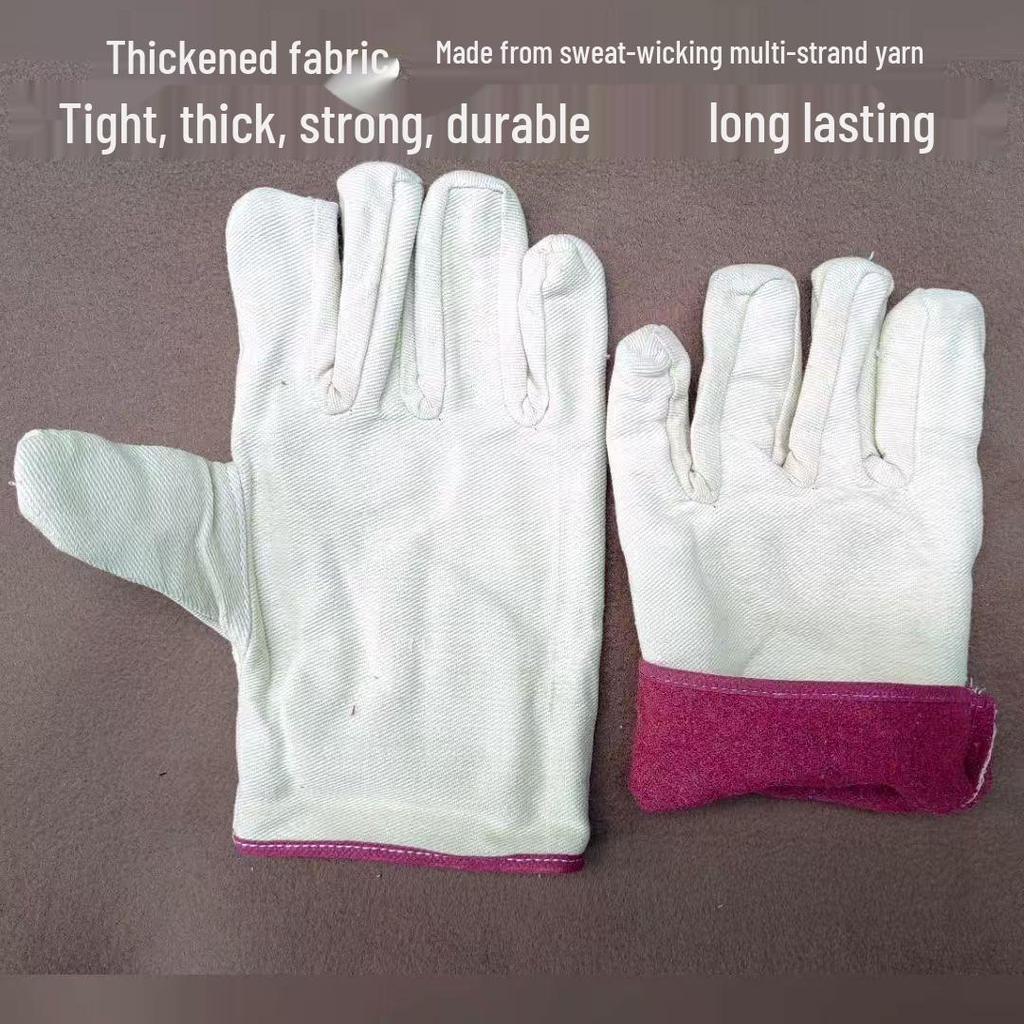 Heavy-Duty Leather Canvas Welding Gloves – Oil & Wear Resistant