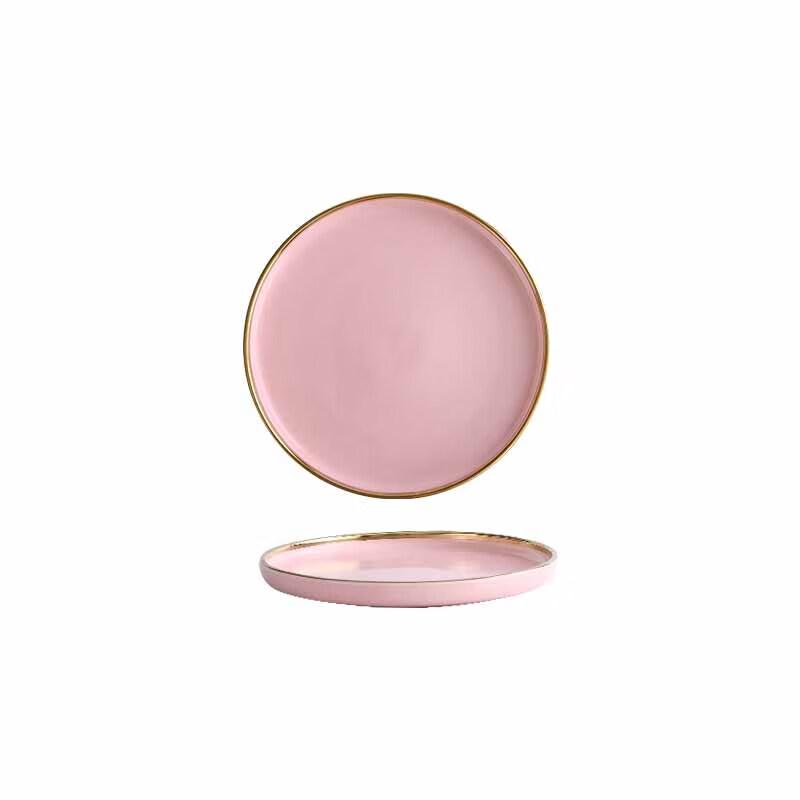 

Huihuang Nordic Frosted Gold Edge Ceramic Dessert Plate