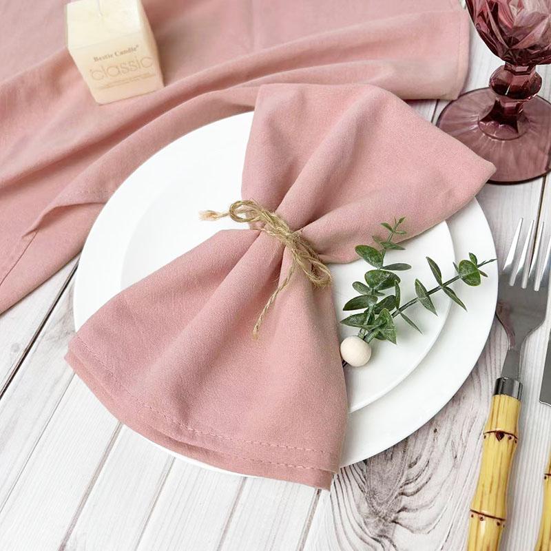 12pcs 40x40cm Sage Green Cloth Napkins Washed Cotton Tea Towel Dining Place Mats Wedding Party Christmas Baby Shower Decoration