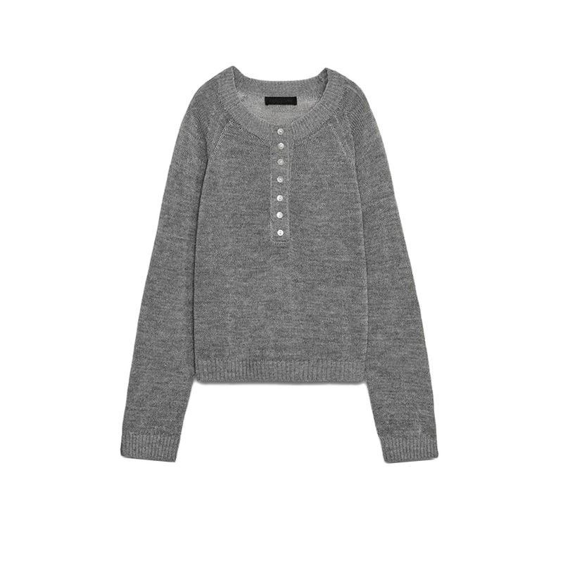 Fall New Women's Clothing French Rib Closing Baker Style off-Neck Long Sleeves Knitwear 2142135