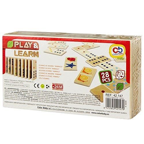 Jeu de société - COLOR BABY - Dominos Bois 28 pièces - Animaux et numéros - Pour enfants de 3 ans et plus
