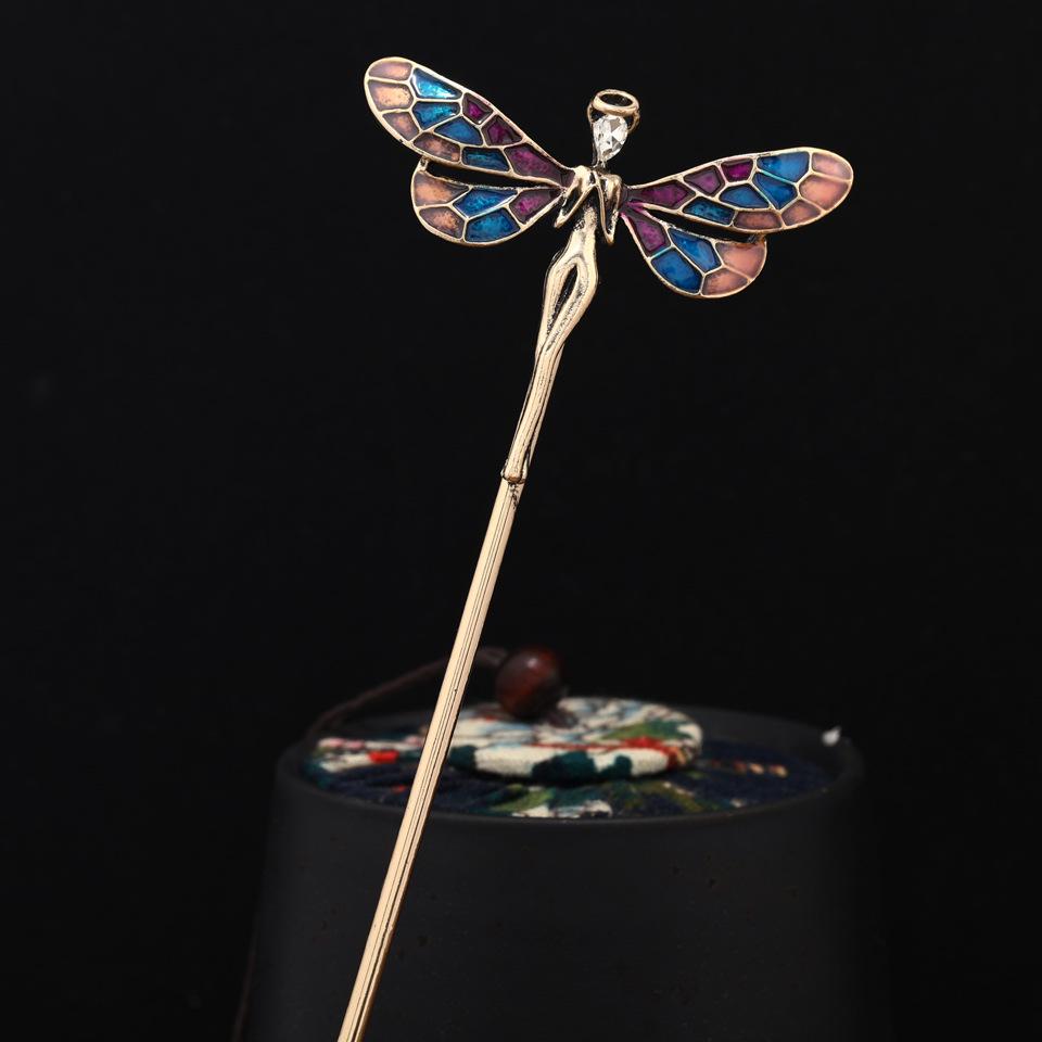 Retro Glazed Elf Hairpin: European & American Fashion Copper Design Updo Hair Clip
