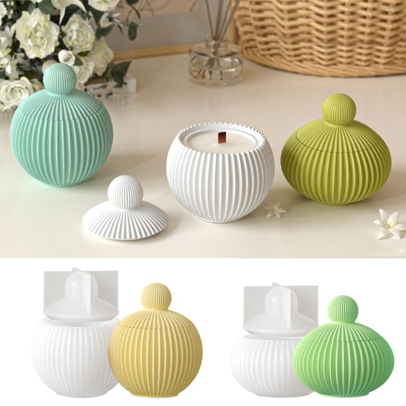 Creative Silicone Mold Striped Pattern Storage Box Moulds Plant Pots Molds Silicone Texture for Crafting Enthusiasts