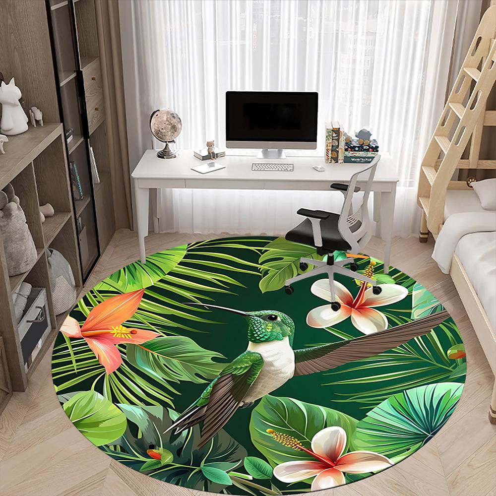 1pc Hummingbird Tropical Office Round Area Rug, Under Office Chairs Bedroom Living Room Home Decor, Room Deco, Available in Various Sizes