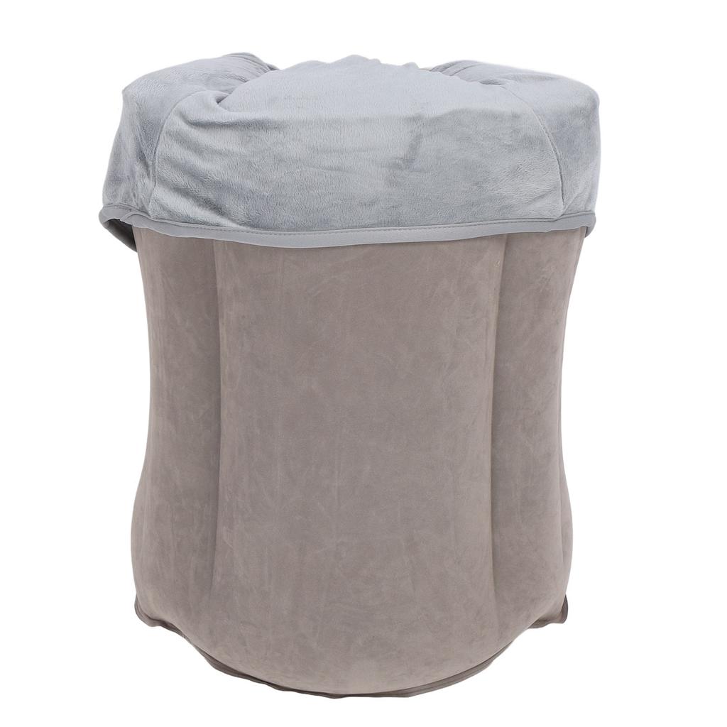Inflatable Neck Pillow Gray Multifunctional PVC Flocking Inflatable Neck Rest Pillow for Travel