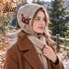 Windproof Warm Headwear Embroidered Knitted Headband Cap Vintage Soft Woolen Ear Versatile Street Photography Hat Warmer Floral Headwrap for