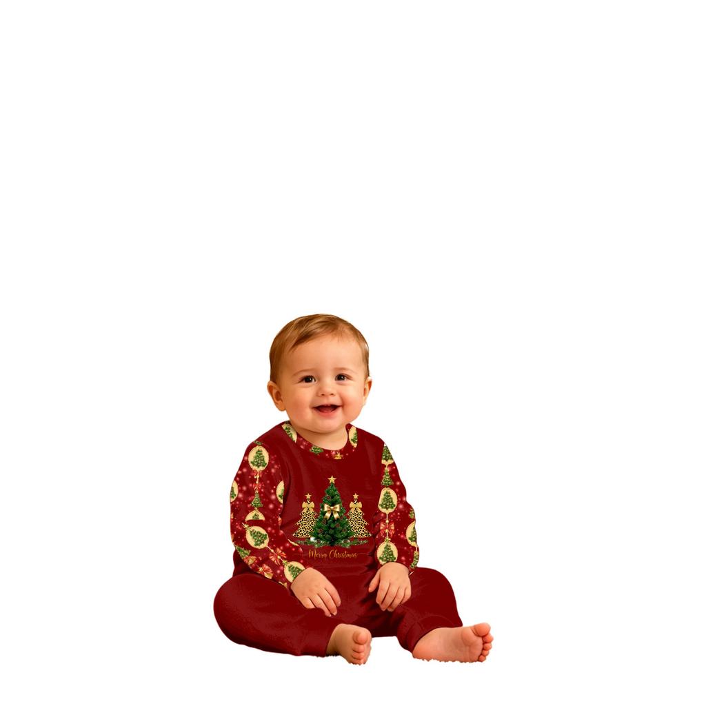 Family Matching Christmas Print Pajama Set, Long Sleeve and Long Pants Loungewear for Holiday