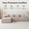 Modular Corner Sleeper Sofa, 277 cm L-Shaped Cloud Sofa in Corduroy, Comfort Foam, No Assembly, Deep Seat, Convertible Sofa for Living Room, Beige