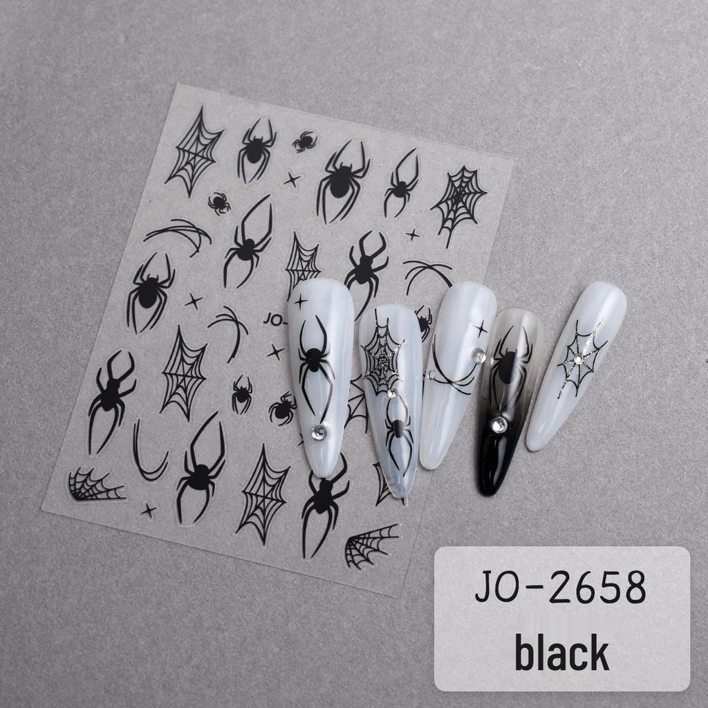 Halloween Red Spider Web Nail Art Stickers – Dark Style Wearable Decorations