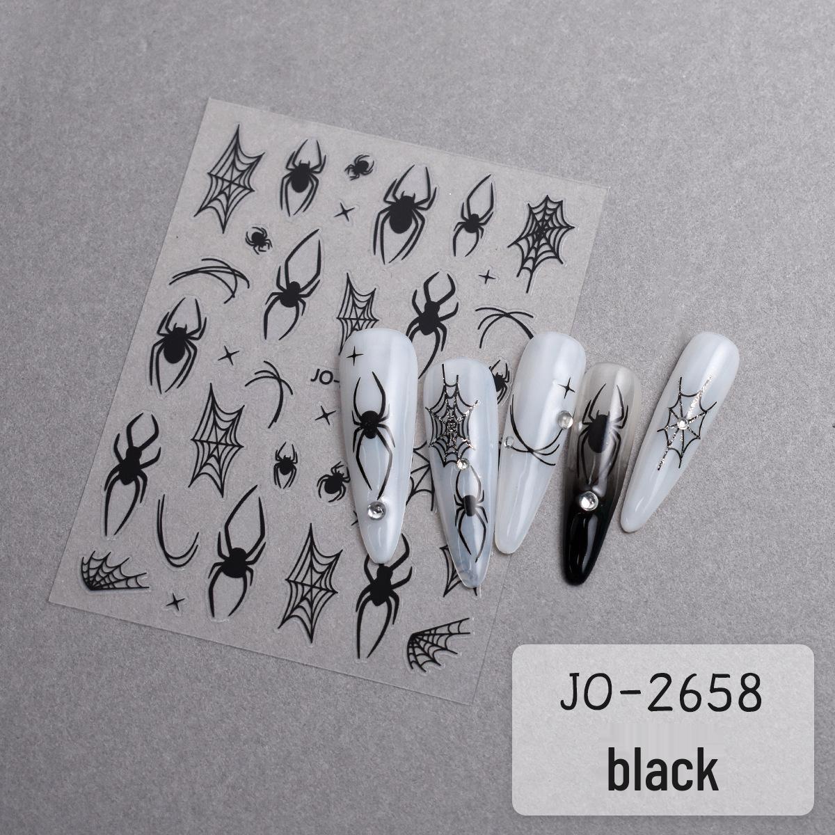 Halloween Red Spider Web Nail Art Stickers – Dark Style Wearable Decorations чёрный