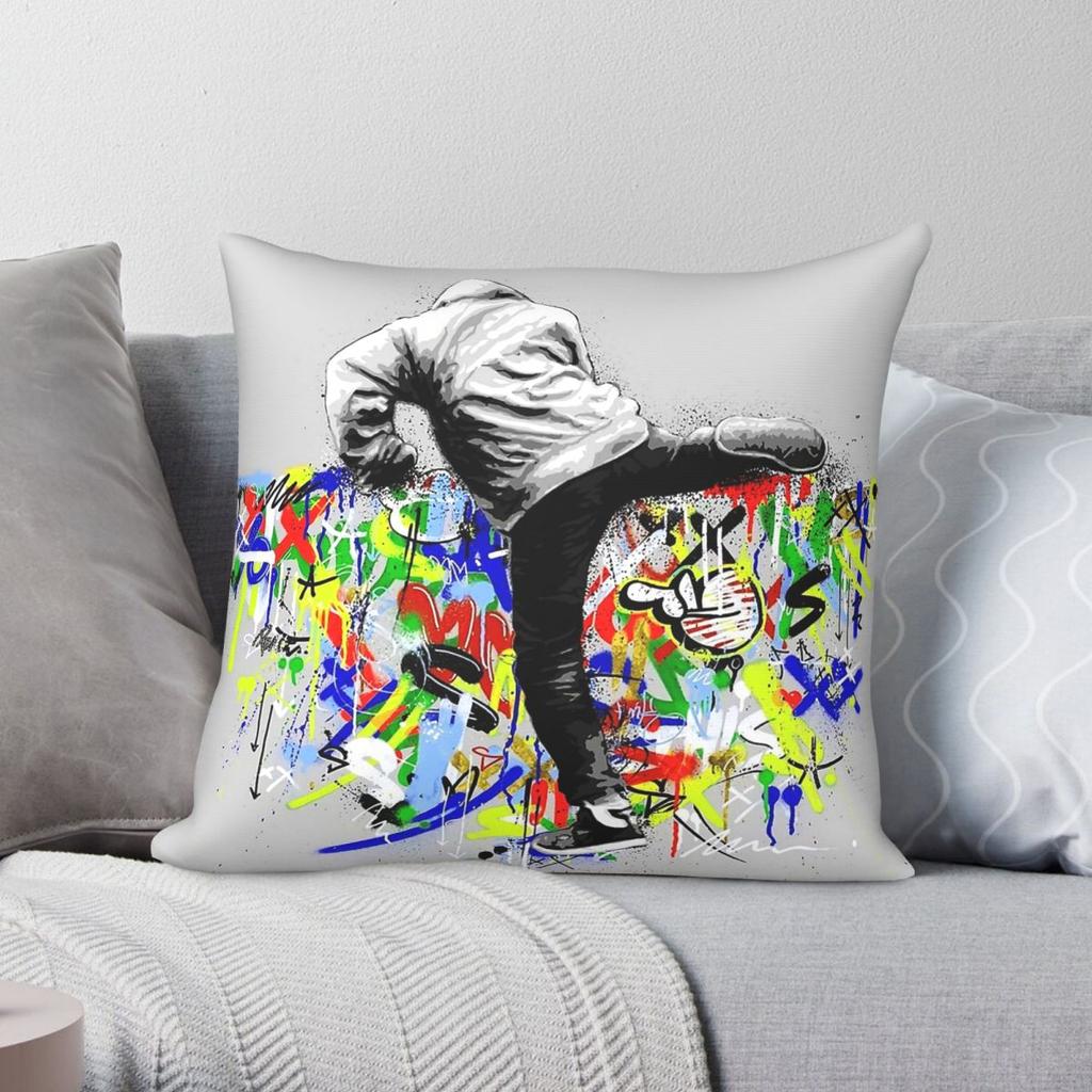 Martin Whatson Graffiti Colour Pillowcase Polyester Linen Velvet Printed Zip Decorative Home Cushion Cover