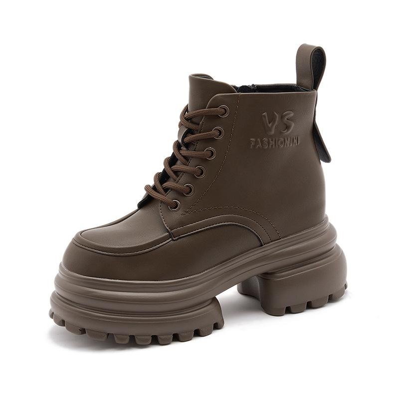 

Ботинки Мартин на толстой подошве для женской коллекции осень-зима 2025, новые короткие ботинки на небольшой внутренней платформе, британские универсальные женские сапоги средней длины 39 коричневый