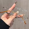 Let Me Shine - Zhao Lusi's Same Style Rimless Glasses for Women, Suitable for Myopia, with Adjustable Prescription Lenses, Pure Titanium Eyeglass