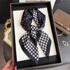 New Plaid Print Design Shawl Square Scarf For Women Soft Satin Wraps Neckerchief Female Hair Bands Ribbon Headband Bandana