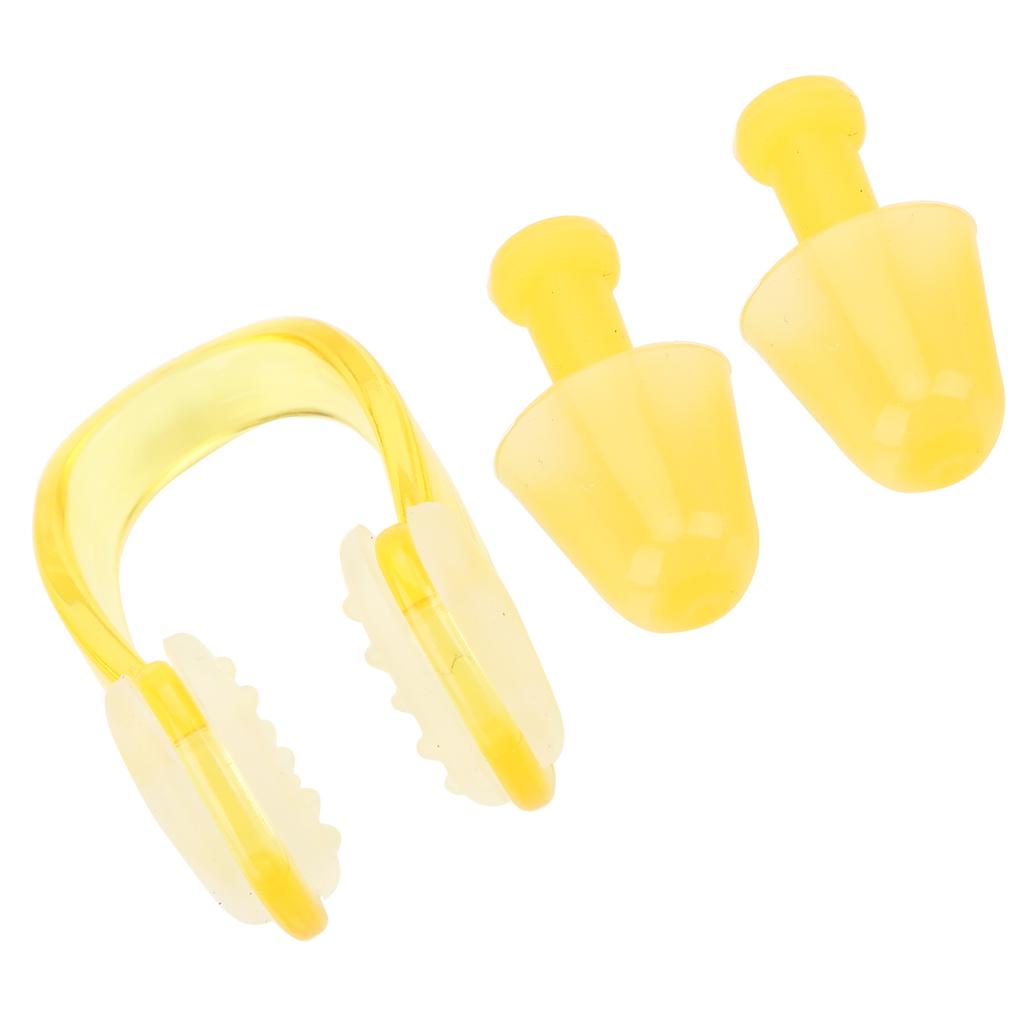 Soft Silicone PC Swimming Ear Plugs Nose Clip Set for Waterproof Surfing Diving SportsYellow