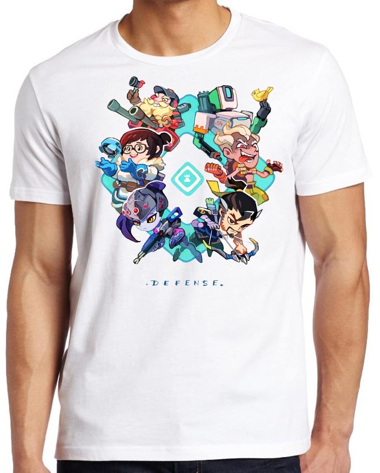 Mens Defense Bostion Junkrot Mei Honzo Overwotch Heroes Foshion T-Shirt Gome Geek(1) S белый