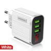 3-Port USB Charger with Digital Display, 2.1A, EU/US Plug, For Mobile Phones