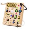 LED Light Switch Busy Board Toddler Light-up Switch Control Wooden Board Fine Motor Skills Kids Educational Learning Activity Game Board Toy