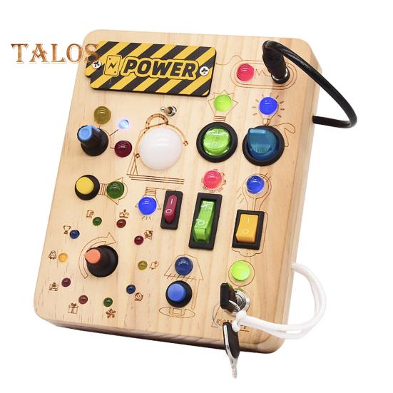 LED Light Switch Busy Board Toddler Light-up Switch Control Wooden Board Fine Motor Skills Kids Educational Learning Activity Game Board Toy