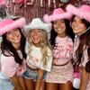 Fluffy Trim Bandana Heart-Shaped Glasses Pink Halloween Costume Accessories Set Cowboy Hat  Women