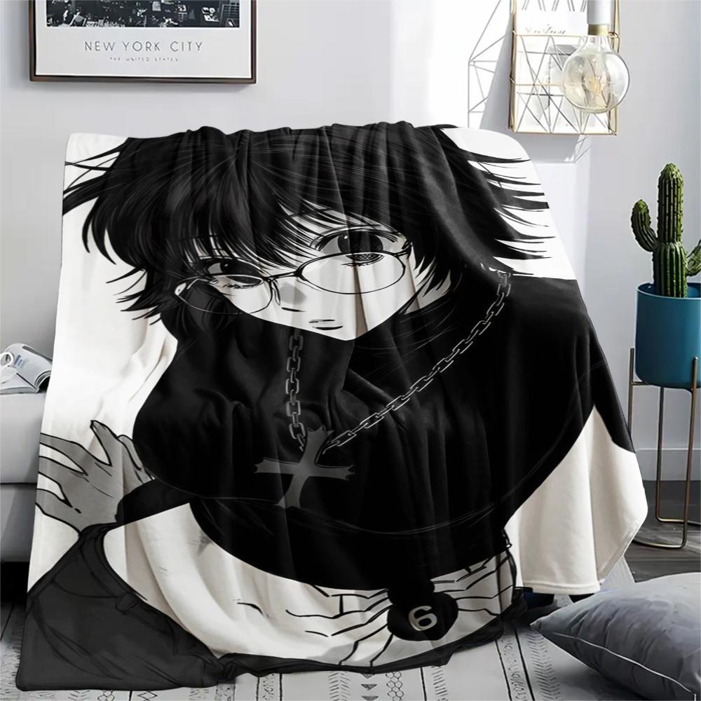 1PC Shizuku Murasaki Print Flannel Blanket, High quality Comfortable for All Seasons, Home Decor, Warmth and Comfort, Perfect for Christmas Gifts156