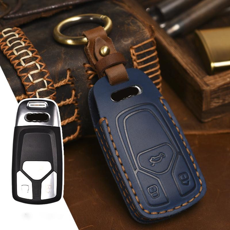 Key Case Cover For Car For A4 B9 A5 A6 8S 8W Q5 Q7 4M S4 S5 S7 TT TTS TFSI RS Leather Chain Key Bags Protector Keychain