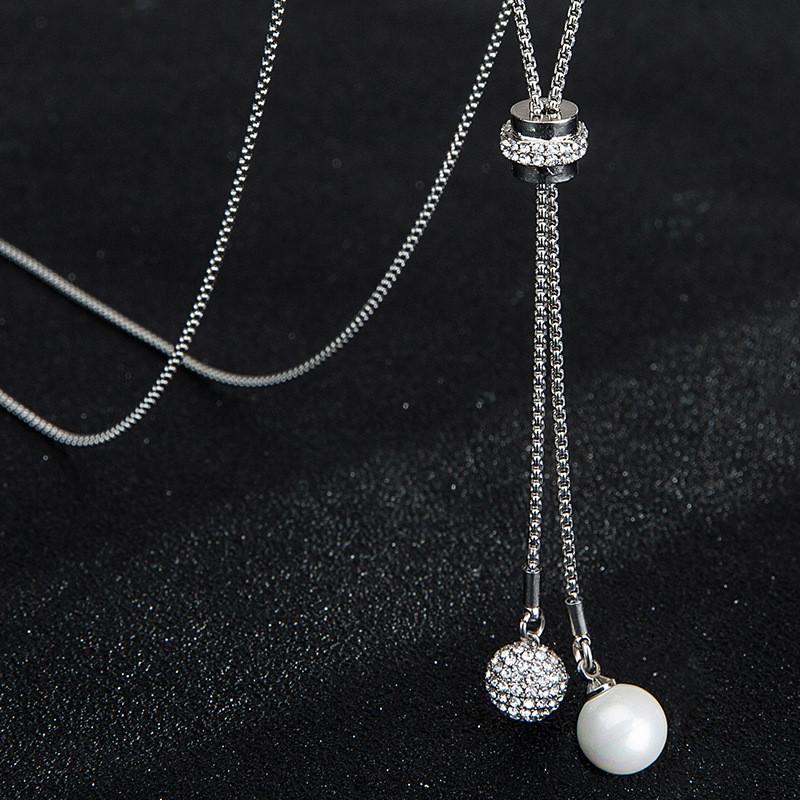 

Коробка Потрясающее длинное ожерелье-цепочка для женщин с подвеской из сплава золотого и серебряного цвета New Silver