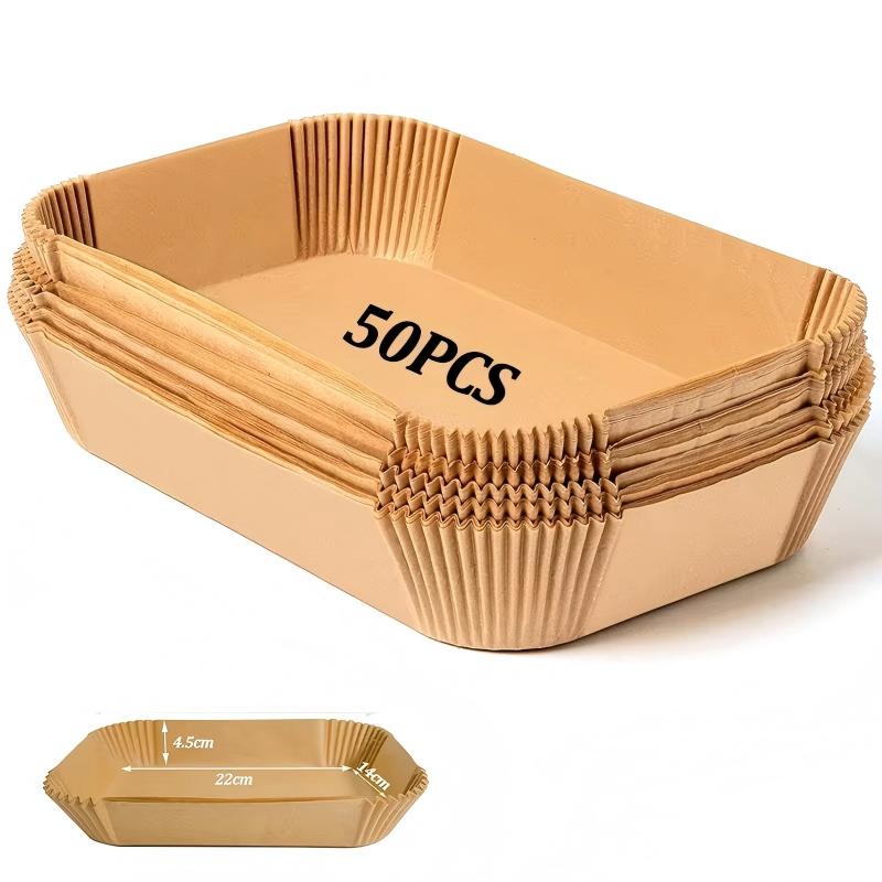 300PCS Air Fryer Disposable Paper Square Round Baking Paper Barbecue Plate NonStick Mat Kitchen Oven Oil Absorbing Paper Tool