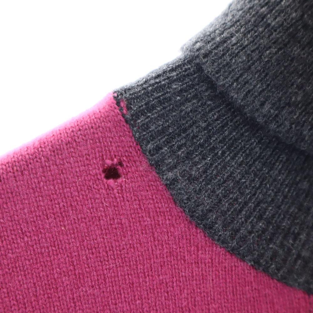 Hermes Made In Italy Cashmere Blend Long Sleeve Two-tone Turtleneck Sweater Women Used
