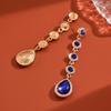 Retro Court Style Rhinestone Long Water Drop Earrings for Dinner Party Accessories.