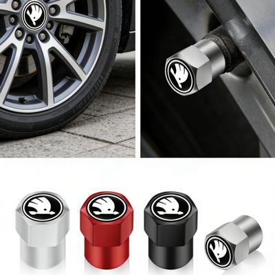 4Pcs Car Pendant Aluminum Alloy Car Wheel Tire Valve Caps Stem Cover For New Octavia Kodiaq Fabia Superb Karoq Vrs