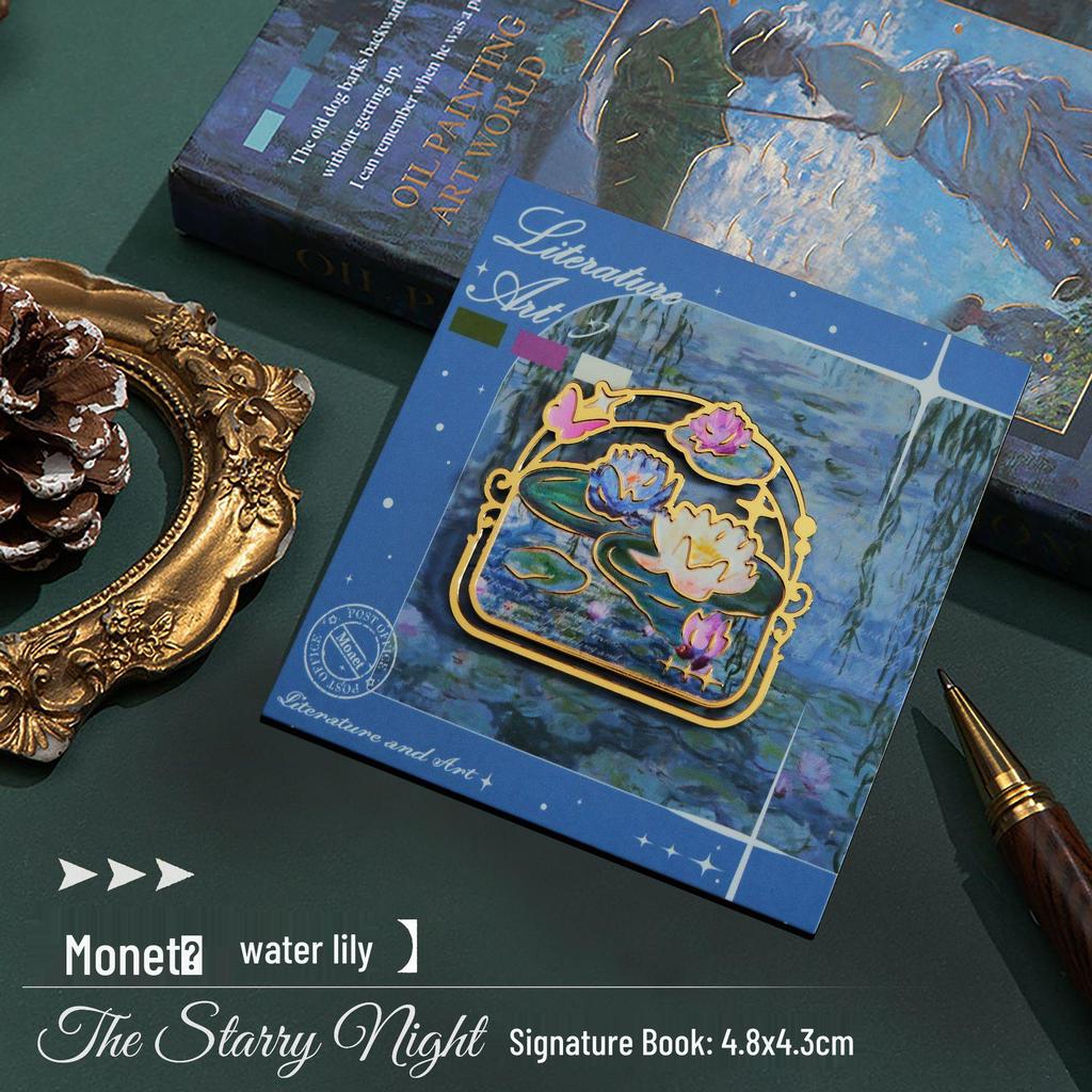 Elegant Metal Bookmark Set: Oil Painting-Inspired New Year Gift Box for Students.