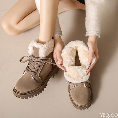 Damen Freizeit bequeme Schneestiefel Winter Samt Baumwollstiefel Kurzstiefel modisch vielseitig warm Damenschuhe