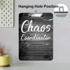 Quote Chaos Coordinator - Plastic A4 Clipboard and Flannel Pen Bag Combination, Low Profile Metal Clip, Decorative, Office, Learning, Cute Clipboard