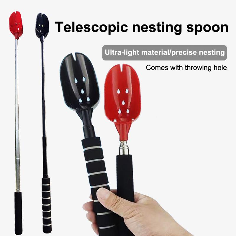 Bait Throwing Spoons Retractable Fish Bait Casting Scoop Lightweight Long Handle Non Slip Fishing Tackle Accessory