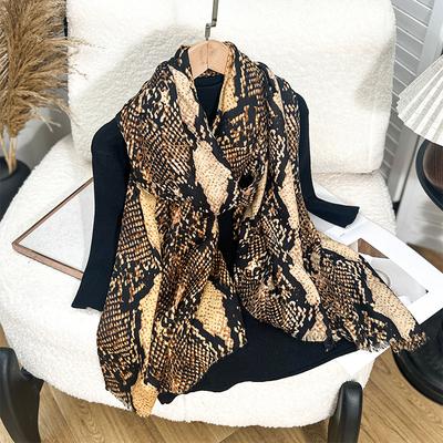 Luxus Schal Leopardenmuster Baumwollschal Damen Wickeltuch Groß Warm Pashmina Hijab Stirnband Schals Bufanda Foulard Stolen