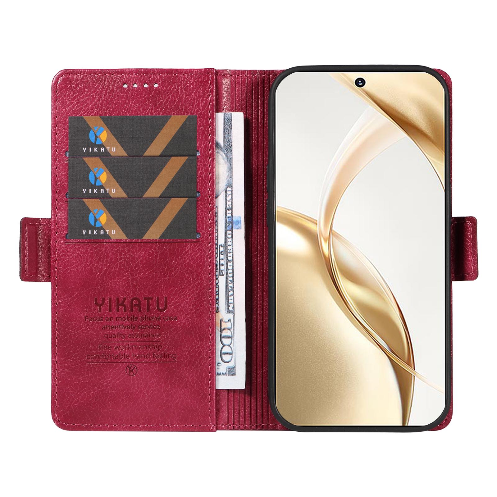 

YIKATU YK-007 For Honor 200 5G Stand Phone Case PU Leather Anti-Drop Wallet Cover Wine Red