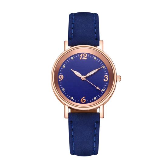 

Women Faux Leather Strap Watch Luminous Round Dial Analog Watch Minimalist Ladies Casual Formal синій