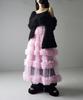 Japanese Style Spring/Summer Women's A-Line Midi Skirt with Anti-Exposure Hand-Stitched Three-Layer Net Yarn