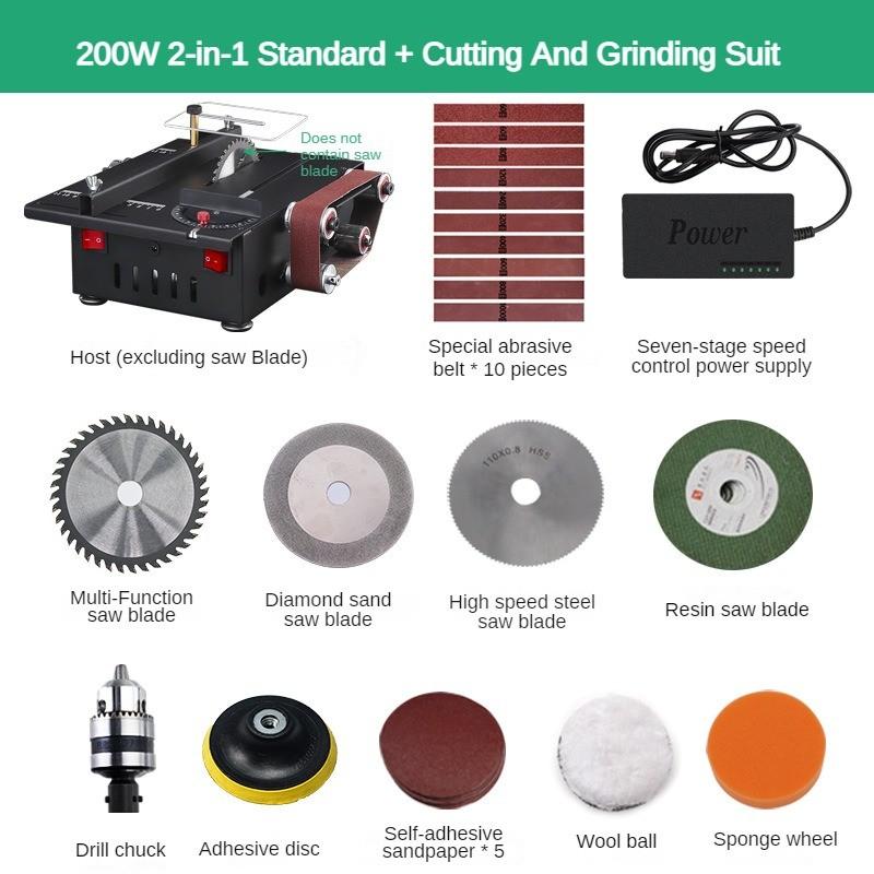 2 In 1 Household Desktop Saw Cutting Machine 200W Small Portable Sanding Belt Machine Professional Sharpening Tool
