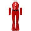 Girl Christmas Costume One Piece Sleeveless Velvet Bodysuit Plush Sequins Flared Jumpsuit Arm Sleeve Set